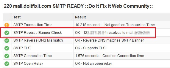 Reverse DNS does not match SMTP Banner - Welcome to www.DoitFixit.com